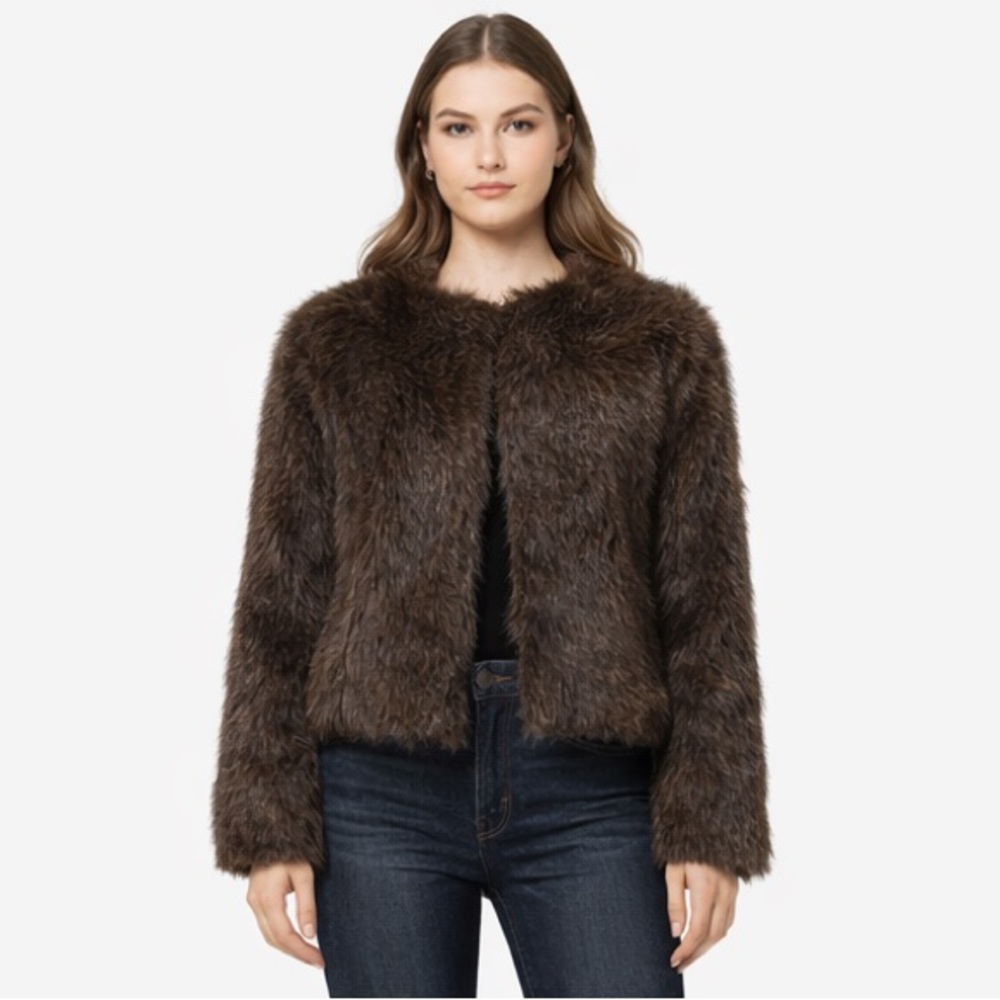 TU.Luxe Mercer Faux Fur Cropped Jacket – Chocolate Brown NWT